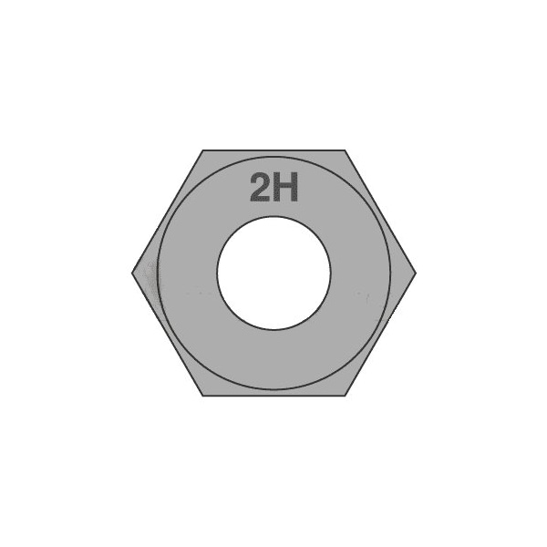 Newport Fasteners Heavy Hex Nut, 2"-8, Steel, Grade 2H, Plain, 1-31/32 in Ht, 5 PK 186016-PR-5 - main